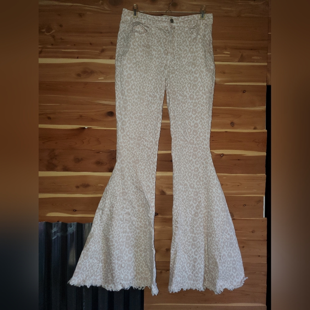 Altar'd State Cream Flare Wide Leg Jeans